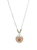 Collar ojo esmaltado blanco y rosa