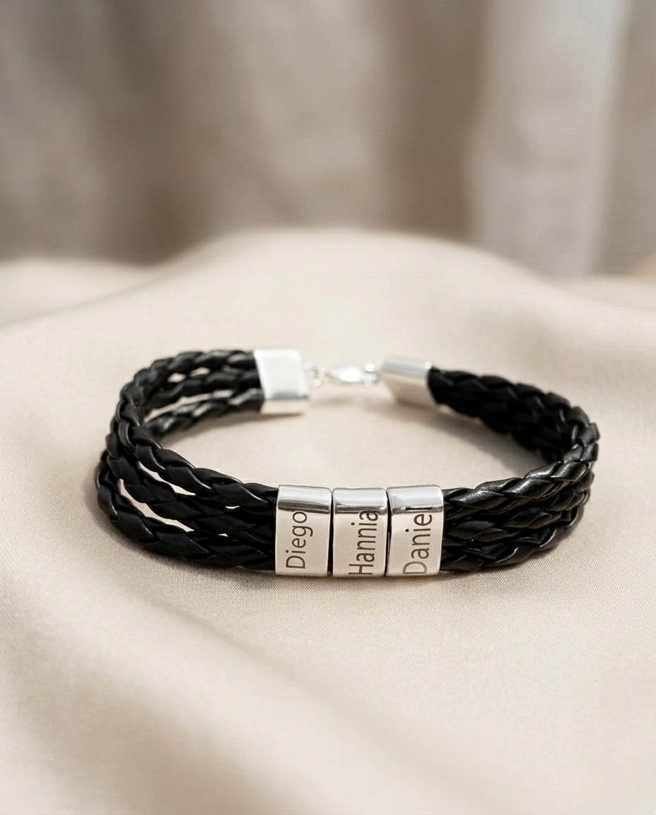 Pulsera de 3 tiras caucho y plata